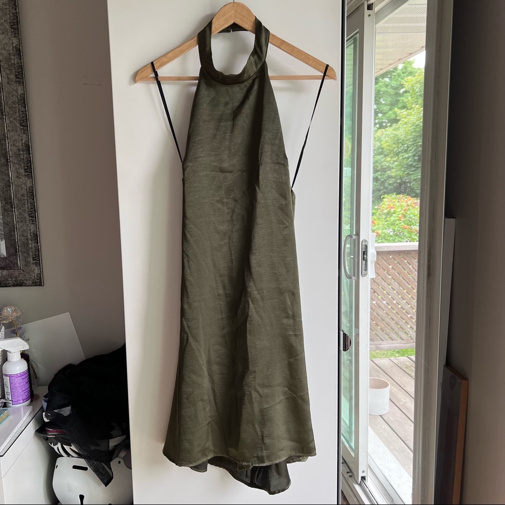 NWT Olive Green mini halter dress from Urban Outfitters